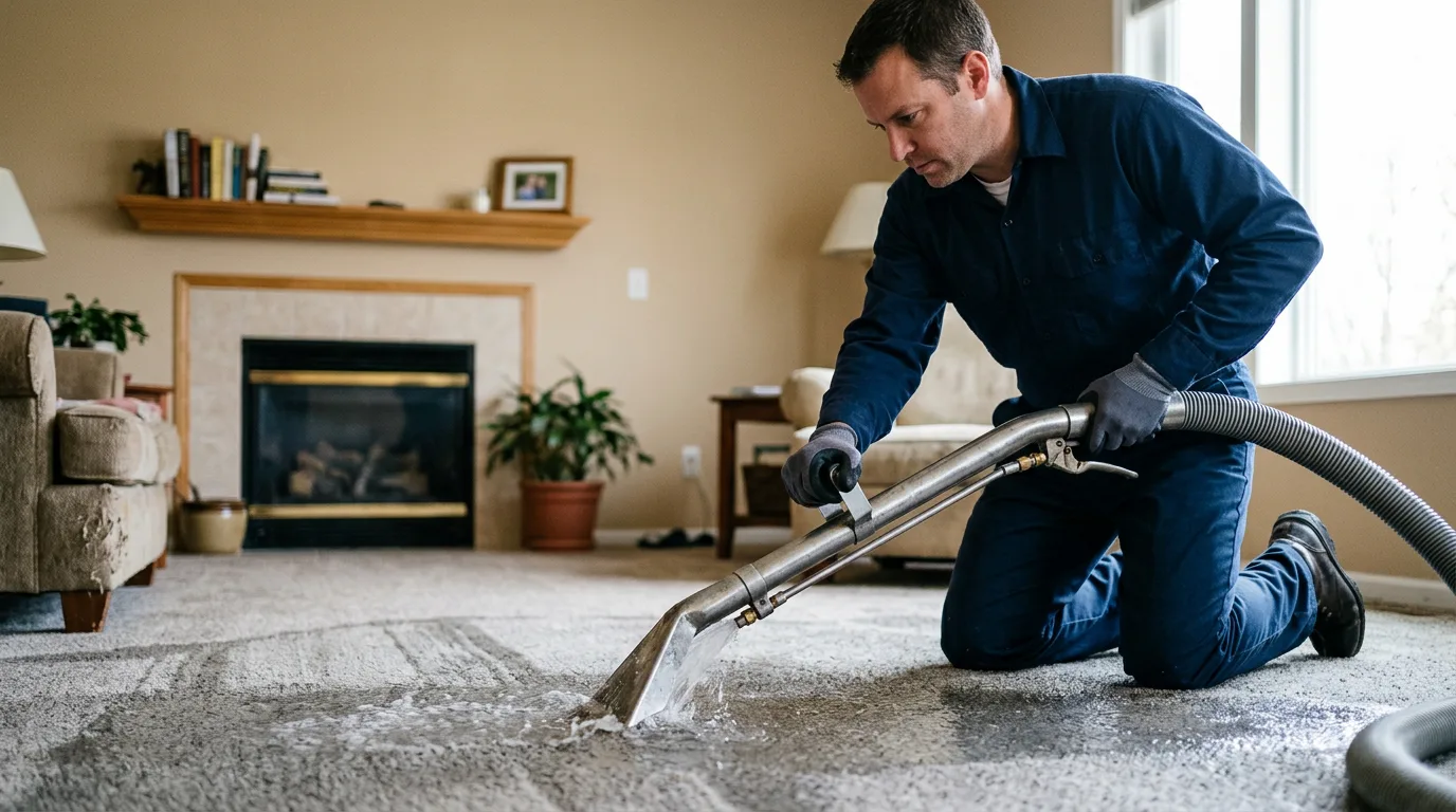 Water damage restoration technician working near Dupo, IL